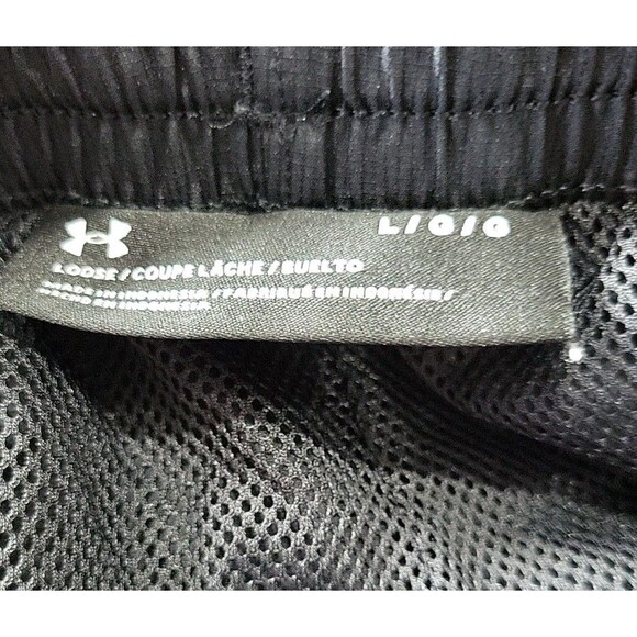 Under Armour Windbreaker Track Pants Mens LARGE Black Mesh Lined Loose Ankle Zip - Picture 10 of 11